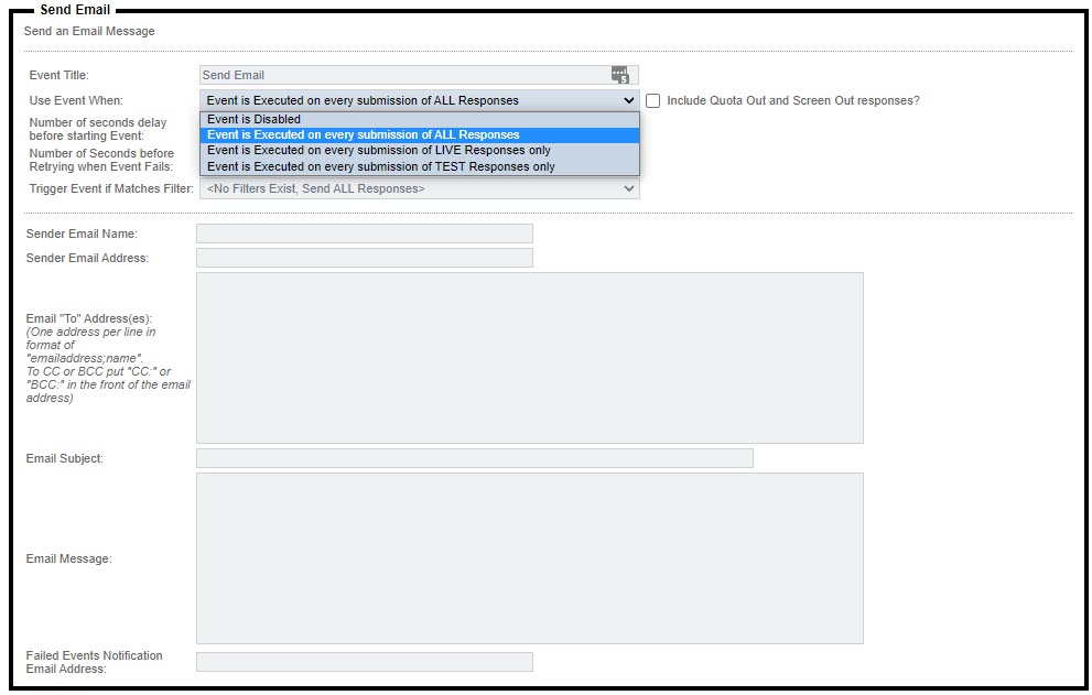 Send Email Event Configuration